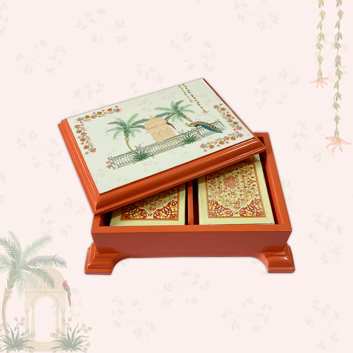 Mughal Gardens Luxe Playing Cards Box with 2 Decks of Cards